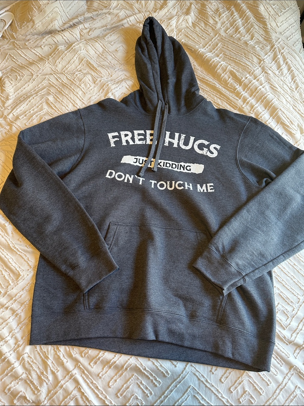 Port and Company Charcoal Gray Crewneck Hoodie with White Graphic